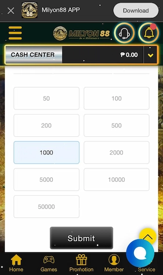 Definição do valor do depósito